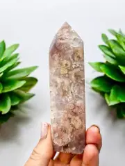Rare 5.5“ Pink Amethyst & Flower Agate Tower | heart chakra Meditation Manifest
