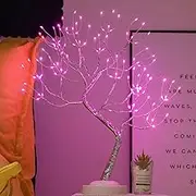 ALULA Lighted Tree Led Bonsai String Light Battery/USB Operated Tree Lights for Indoor Decoration and Gift, Plastic, Pink, 108led
