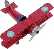 Sewroro Wrought Iron Biplane Model Vintage Red Aircraft Decor Unique Home Accent Retro for Boys and Girls Collectors Detailed Steampunk Design