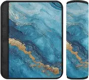 Blue and Gold Marble Texture 2 Pack seat Belt Cushion Shoulder Strap, Protects Your Neck and Shoulders, Safety Belt Cover for Airplane Sedan Van