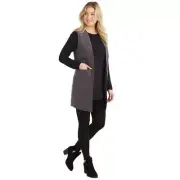 Mud Pie Womens Jackson Gray Felted Pocket Dressy Vest Small