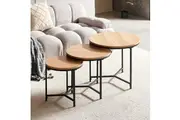 VI Ledora MDF Top Metal Base 3 Coffee Table Set