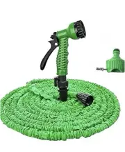 Expanding Flexible Garden Water Hose Spray Nozzle 75ft Green Durable Retractable