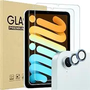 ProCase 2 Pack Screen Protector for iPad Mini 7th(A17 Pro) 2024/Mini 6th Generation 8.3" 2021 + 2 Pack Camera Lens Protector Matching iPad Colors, Tempered Glass Film for Mini 7 6 8.3 Inch -Blue