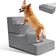 Zvonema Dog Stairs, Dog Stairs for Small Dogs, Dog Stairs 4 Steps Made of Memory Foam, Removable Pet Stairs, Non-Slip Cat Stairs, Suitable for Older Injured Dogs (58 x 38 x 48 cm)