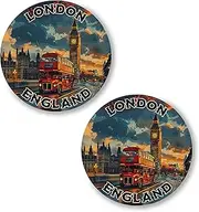 [No Thorns Media] London England 2 Pack Pinback Buttons 2.25" Fun Pins for Clothes, Backpacks, Hats, and Jackets - Cartoon, Retro, and Punk Style Lapel Badges, Slogans, and Party Pins ID45000, Metal, no gemstone