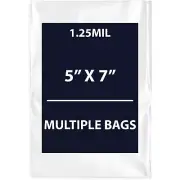 1.25Mil, 5" X 7" | LDPE Clear Flat Poly Bags, Flexible & Durable | Multiple Bags