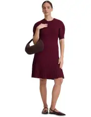 [Oxford] Florence Knitted Pleat Dress in Plum