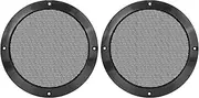 X AUTOHAUX 2pcs 6.5 Inch Metal Glossy Audio Speaker Cover Mesh Subwoofer Grill Horn Guard Decorative Circle Grille Protector Black
