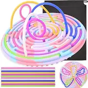 Sensory Activity Board Silicone Fidget Toy for Kids & Adults,Double-Side Silent Fidget Toys Calm Down Toy for ADHD,Autism,Stress Relief,Focus,Anxiety with Travel Bag and 12 Strings (Flow Color)