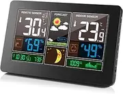 Wireless Weather Station, Wireless Digital Alarm Clock, LED Large Screen, Barometer, Temperature, Humidity Monitor, with Alarm Function, Display Date Time, for Home Office
