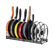 Kitchen Organizing Rack Cookware Compartments - Black