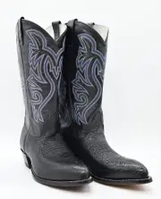 Vintage NOS Cowtown Men's 8EE Bull Hide Black Pointed Toe Western Cowboy Boots