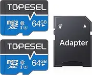 TOPESEL 64GB Micro SD Card 2 Pack Memory Cards UHS-I TF Card Class 10 for Camera/Phone/Dash Cam/Tablet/PC/Computer(2 Pack U1 64GB)