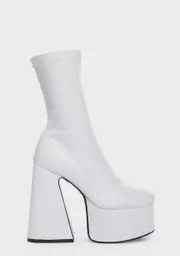 [Lamoda] White Over It Platform Sock Boots