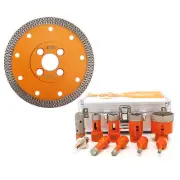 Diamond 4.5'' Saw Blade 5/8-11 Drill Bit Set Cutting Disc Ceramic Tile Marble