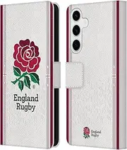 Head Case Designs Officially Licensed England Rugby Union Home 2023/24 Crest Kit Leather Book Wallet Case Cover Compatible with Samsung Galaxy S24+ 5G