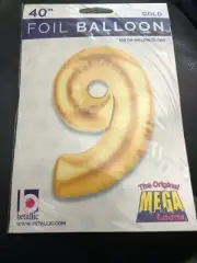 40" Number 9 - Gold Megaloon Foil Mylar Party Balloon, Pack of 1 by Betallic New