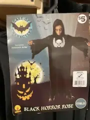 Kids Black Horrer Ghoul Costume Medium 8-10 Robe 5-7 Years Halloween Dress Up