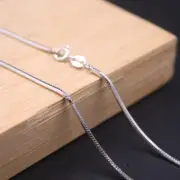 Solid 925 Sterling Silver Necklace 1.2mm Octagon Snake Link Chain 17.7inch Women