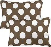 HOSTECCO Brown and White Throw Pillow Covers 12x20 inch Set of 2 Polka Dot Pillow Cases Boho Decorative Cushion Covers for Sofa Couch