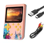 Nevenka 3.0inch Screen Retro Handheld Game Console 500 Classic FC Games Support to TV Output-Pink