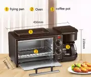 220V Multifunction 3 In 1 Breakfast Machine Toaster Oven Pan Frying Coffee