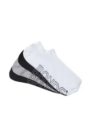 [Bonds] Bonds Mens Logo Lightweight No Show 4 Pack Socks in White/Grey/Black Size: 11+, Aussie Cotton 11+ White/Grey/Black