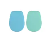 Barware Silicone Stemless Wine Glass, Set of 2 (Blue/Mint) - 350mL