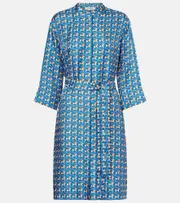 ['S Max Mara] 'S Max Mara Printed silk twill tunic UK 16 blue