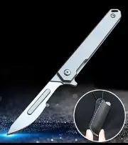 Titanium Utility Knife Scalpel Blade Pocket Liner Foldable Keychain EDC Toolock