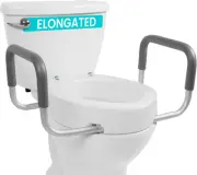 Vive Raised Toilet Seat Riser for Seniors (With Handles) - Handicap Rail Grab Ba