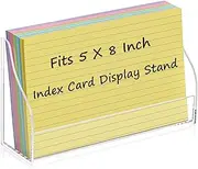 Index Card Display Stand 5x8 Acrylic Card Holder for Desk File Note Clear Postcard Stand Index Card Rack Acrylic Business Card Stand Index Card Organizer Case for Office 4.7X2.4X8.4 No Card