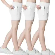 [B&GCozy] 3 Pack Girls Volleyball Shorts with Pockets Athletic Gymnastics Cheer Shorts Kids Yoga Dance Compression Shorts