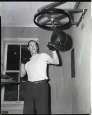 Bob Feller Boxing With Punching Bag 1951 OLD BOXING PHOTO
