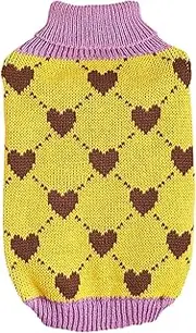 Dog Knitted Sweater | Dog Sweater Warm Clothes | Winter Coat Knit Sweater, Cat Sweater Heart Dog Clothes, Turtleneck Pullover for Small Cats & Dogs