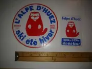 * 2 RARE ALPE D'HUEZ FRANCE ALPS FRENCH SKI SKIING STICKER DECAL VINTAGE 70S *