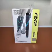 Womens 2XU Hyoptik Reflective Compression Socks Grey/Turquoise WA3576e Sz Small