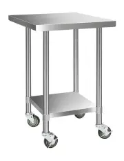 [Cefito] 760x760mm Commercial Stainless Steel Kitchen Bench Prep Table w/ wheels