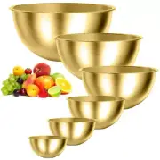 6-Piece Gold Stainless Steel Mixing Bowls Metal Nesting Storage Bowls