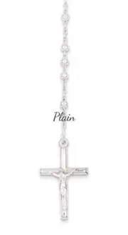 Rosary - Sterling Silver .925 Polished Bead Crucifix Cross Religious Necklace