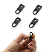Zipper Pull Tab Replacement Metal Zipper Handle Mend Fixer for 4pcs Black