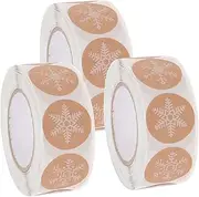 SHOWERORO 3 Rolls Box Sticker Snowflake Decorations Xmas Sealing Labels Xmas Present Sealing Labels Party Supply Self-Adhesive Decals Decals Copper Plate Self-Adhesive Paper