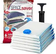 Spacesaver Vacuum Storage Bags (Variety 6-pk) Save 80% Clothes Storage Space - Space Saver Vacuum Storage Bags for Comforters, Bedding, Clothing - Compression Seal for Closet Storage - Pump for Travel