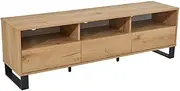 [Priceworth] Murray TV Unit with 3 Shelves, Elegant TV Stand with Storage, Bedroom and Living Room Furniture, Cable Management, Made of High-Quality MDF and Particle Board, 50 H x 160 W x 39 D CM