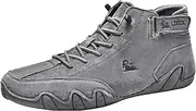 [JiuQing] Men's Chukka Boots Barefoot Suede High Boots Flat Lightweight Soft Bottom Slip on Hook-Ring Casual Walking Shoes