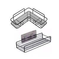 在飛比找蝦皮商城優惠-無痕壁掛轉角瀝水浴室置物架(有/無掛勾) 【現貨】 轉角收納