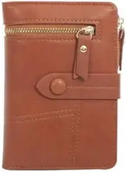 [Generic] Women's Small Many Compartments Short Wallet with Zip Medium Women's Wallet Women's Wallet Women's PU Leather with Coin Compartment