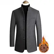 Men's Winter Coat Wool Coat Overcoat Blazer Short Coat Office Work Fall Winter Wool Windproof Warm Outerwear Clothing Apparel Basic Chic Modern Solid Colored