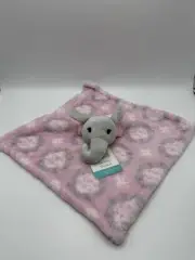 HB Elephant Lovey Pink Grey Plush Security Blanket Baby Girl 14" x 14"